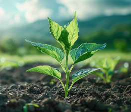 Young seedling in soil